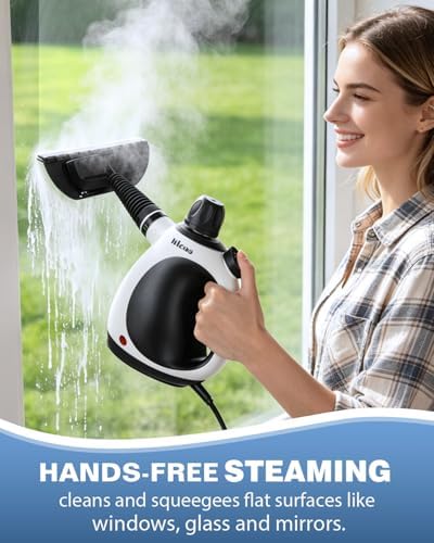 KLONA Handheld Steam Cleaner, Steam Cleaner for Home with 10 Accessory Kit, Multipurpose Portable Upholstery Steamer Cleaning with Safety Lock to Remove Grime, Grease. — view 4