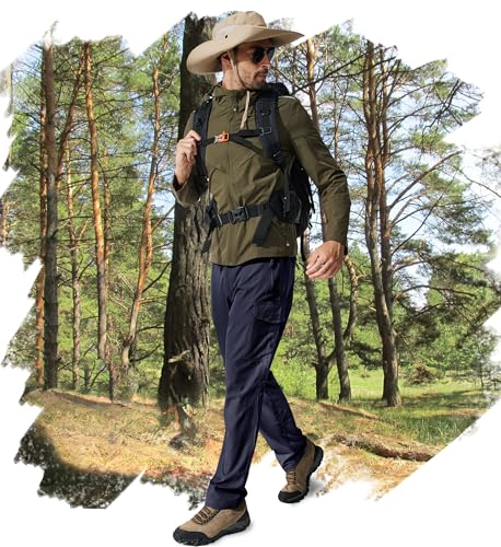 MOURCE Hiking Pants Men Lightweight Quick Dry - Water Resistant Stretch Cargo Travel Pants for Men with 6 Pockets3