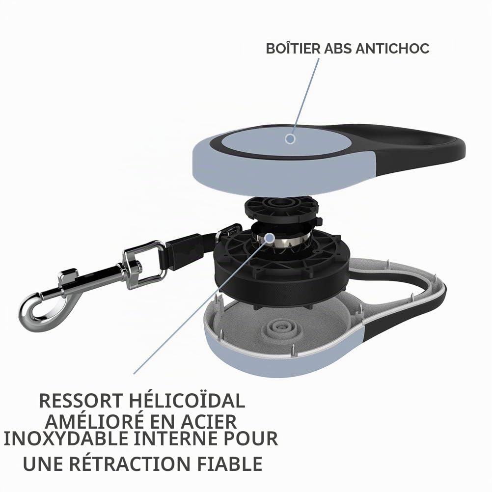 Laisse double rétractable pour chien – Laisse robuste à double tête extensible de 4,9 m pour chiens de petite et moyenne taille, promenez 2 chiens jusqu'à 50 kg