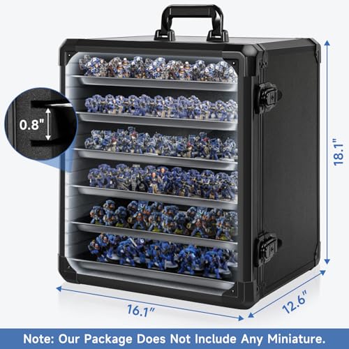 Image of WELIDAY Miniatures Storage Case Miniatures Transport Case Aluminum Alloy Frame with Lock and LED Light (X-Large Size)