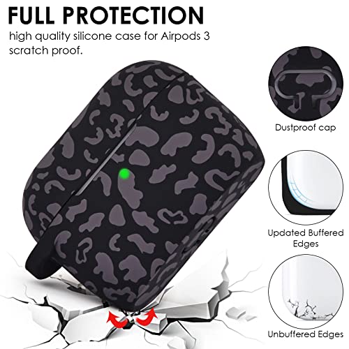 Image of Case for Airpods 3 (2021), Filoto Silicone Airpod 3rd Generation Case Cover with Bracelet Keychain, Cute Protective Case for Apple Air Pod 3 Wireless Charging Case Women(Dark Leopard)