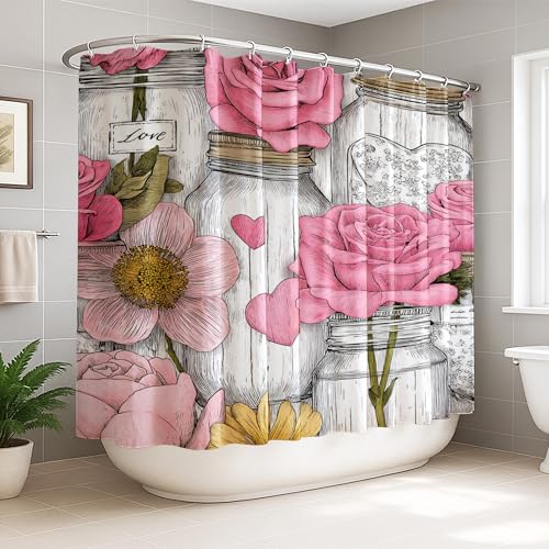 Rideau de douche extra large fleuri pour une salle de bain romantique - 2