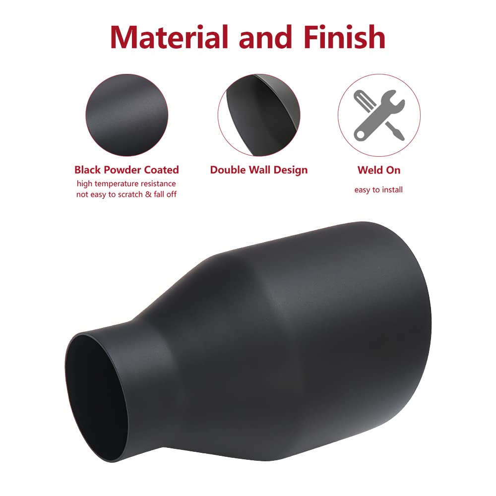 2.5" Inlet Universal Diesel Exhaust Tip 4" Outlet 9" Long Polished - View #2