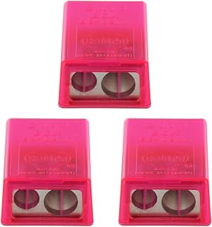 KUM AZ1032016-R - Anspitzer mit Behälter 2in1 M2, 3 Stück, pink, Doppelspitzer mit Dose