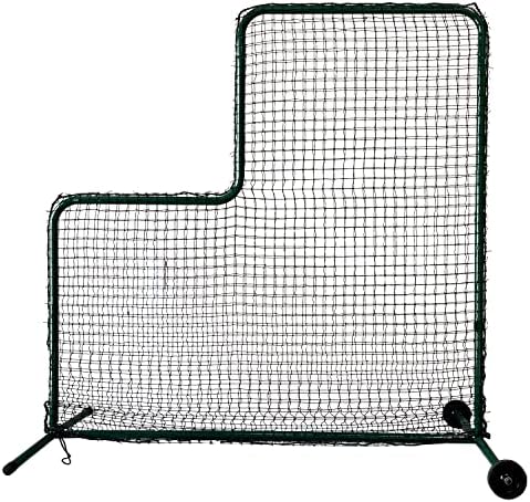Reidy Sports Pitching Screen with Wheels, Portable L Screen 7 x 7 with 3 x 3 Cut Out, Body Protector, Batting Cage Safety Screen for line Drive,#16 Gauge Thickness Tubes, Heavy Duty Steel Frame