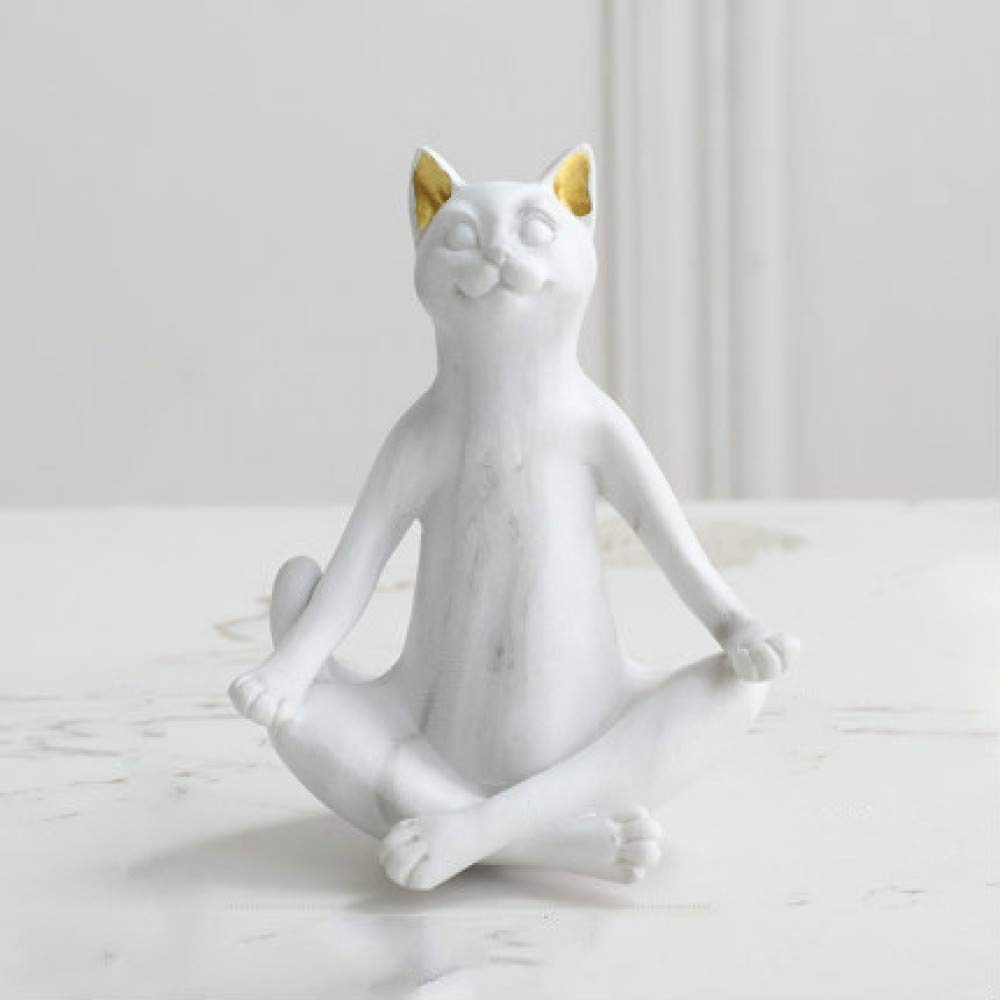 Cadeau nordique original avec cette figurine de chat yoga peinte à la main