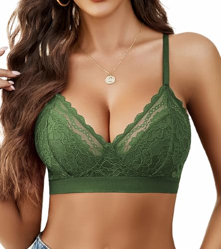 Image of Avidlove Bralettes for Women Lace Racerback Bras Wireless Unlined Bralette Comfy Bra Sexy Lingerie Tops