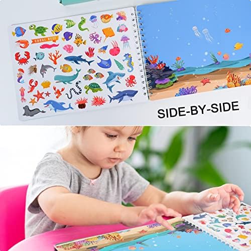Sticker Books for Kids 4-8,500+ Stickers & 12 Scenes, Animal habitats, Travel Toys for Toddlers, Toddler Activity Sticker Book, Preschool Educational Learning Toys for Girls Boys Birthday Gift 4 516csW1ekCL. AC