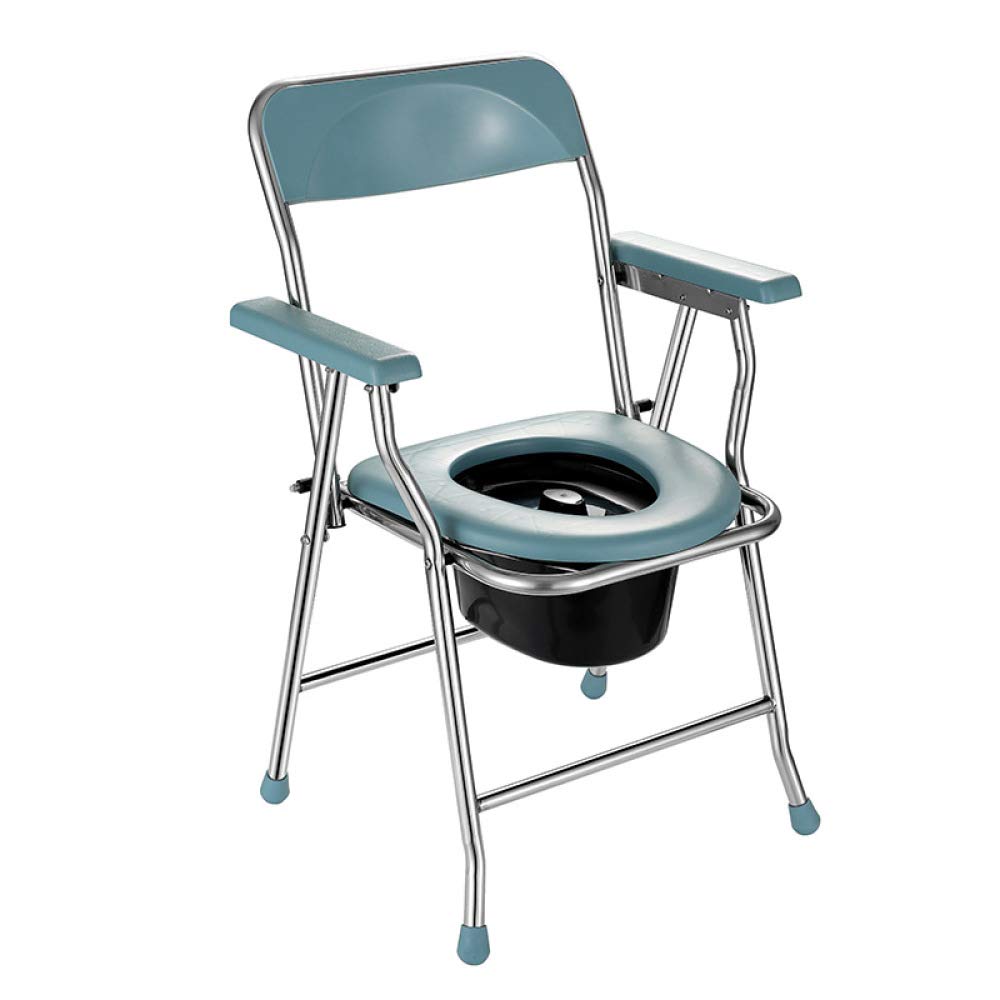 Chaise de commode pour personnes âgées pliable et portable en acier inoxydable vert