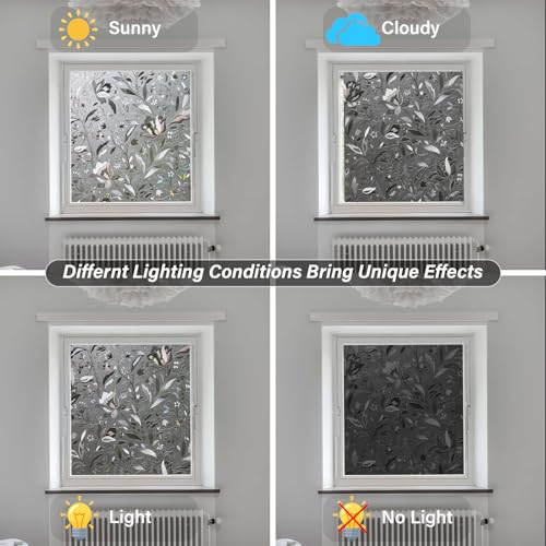 Image of LEMON CLOUD Window Film, Decorative Window Privacy Film, Window Film Privacy Static Cling Frosted, Anti-UV Sun Blocker Heat Control for Home(Grayish Black, 29.5 x 157.4 inches
