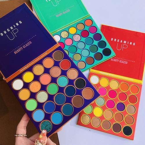 Beauty Glazed Eyeshadow Palette, Touching Up 25 Vibrant Colors Eye Shadow Palette, Mattes Metallic Shimmers Violet Cream Makeup Pallet, Pigmented, Staying Power, Long Lasting, Blendable, Cruelty- Free, Easy To Apply #TOP1