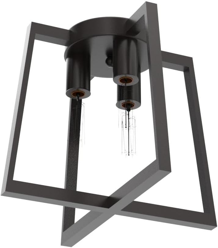 3-Light Ceiling Light Fixture,Black Industrial Semi Flush Mount Chandelier,Farmhouse Ceiling Lighting for Kitchen Dining Room Bedroom Living Room Entryway Hallway Foyer