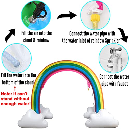 Outdoor Rainbow Sprinkler Inflatable Water Sprinkler Toys For Summer Backyard Water Park, 9.2 X 5.5 Ft Rainbow Sprinkler For Infants Boys Girls And Kids, Perfect Kids Sprinkler Water Toys Games #TOP3
