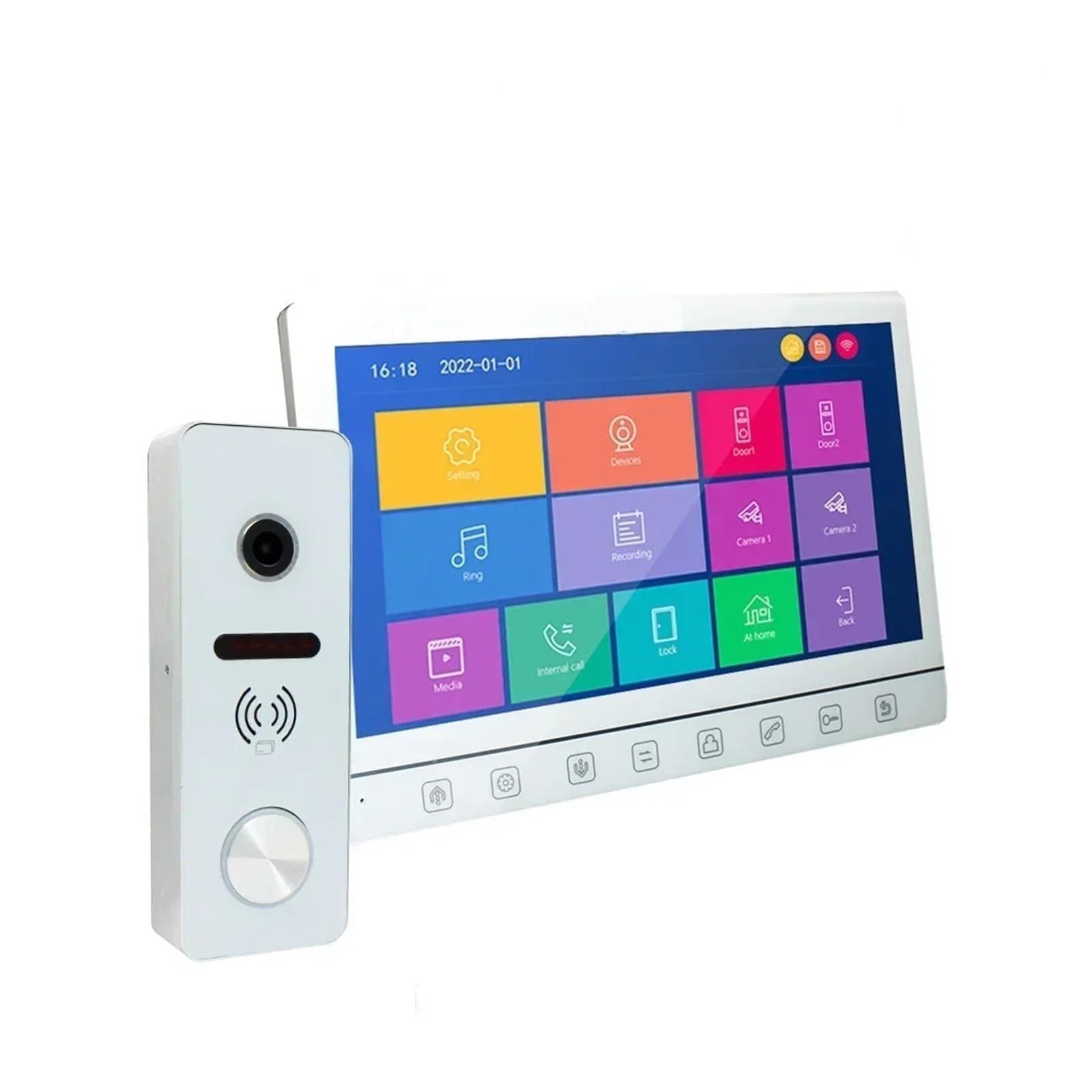 Tuya 7 Pouces vidéo interphone Intelligent 1080p Potro électronique sécurité Garde WiFi Sonnette 160 ° IC caméra Carte déverrouillage Grand Angle(1S v 1W)