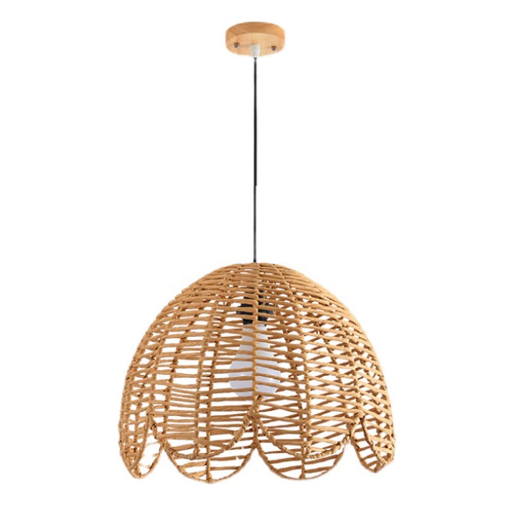 Abat-jour minimaliste scandinave en bambou tressé main, finition moderne