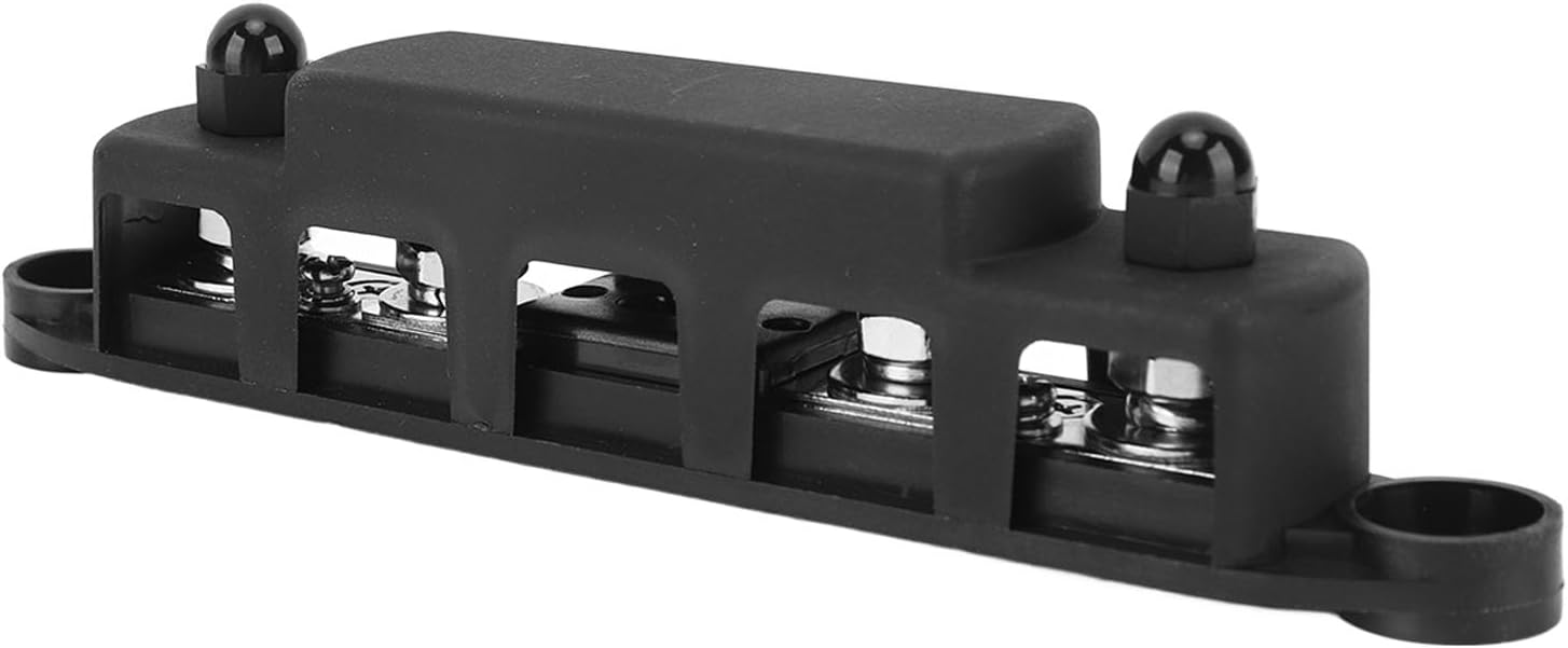 DC12V‑48V 300A Power Distribution Block M8 4 Stud Bus Bar for Cars RVs Ships Marine(black)