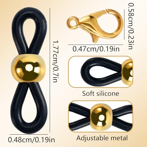 Koceci 400 Pieces Eyeglass Chain Ends, Adjustable Rubber Connectors for Glasses Chain, Glasses Chain Rubber Loops for Eyeglass Sunglasses Necklace Chain (Colorful)