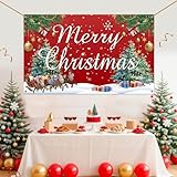 HOOSUN Christmas Decorations,72 x 44 Inch Merry Christmas Backdrops for photography,Xmas Banners Party Decorations,Xmas Photo Booth Backdrop Party Banner for Wall,Yard,Garage