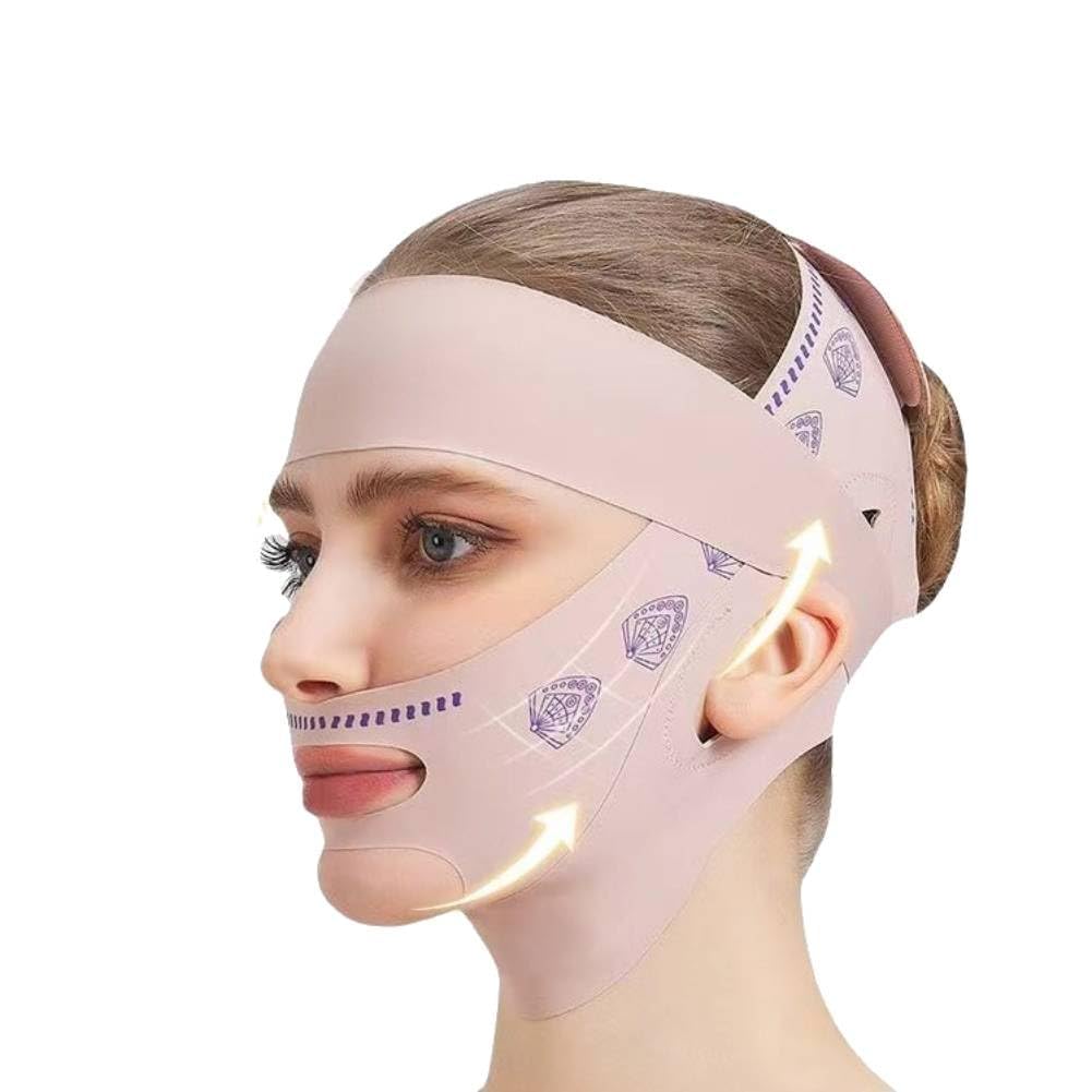 Ramson V Line Face Lifting Mask for Women, Double Chin Reducer Jawline Shaper, Face Toning & Firming Compression Strap for Sleeping, Anti-Wrinkle Skin Tightening Belt (Pink)-picture-51