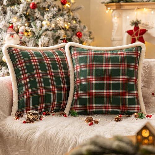 Kissenbezug Weihnachten, Weihnachtsdeko Kariert Plaid Kissenbezug...