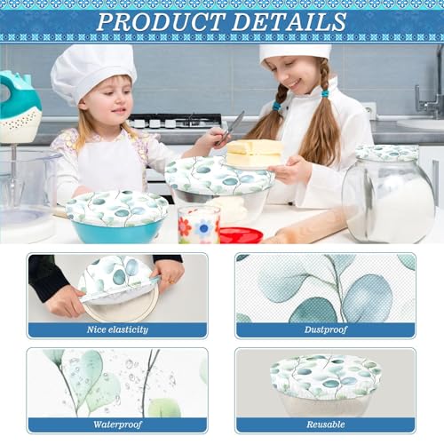Housse de bol réutilisable extensible avec motif fleurs et feuilles vertes - 6
