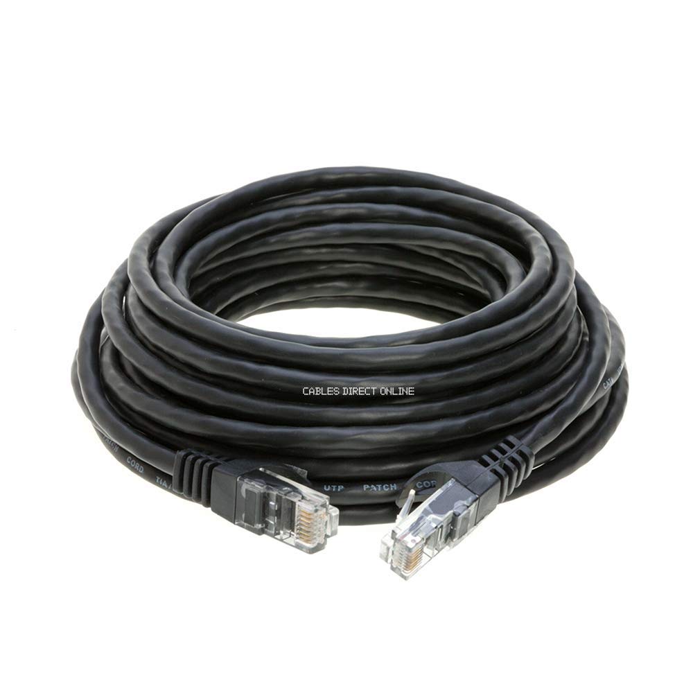 Cables Direct OnlineCat5e 15FT Network Ethernet Patch Cable, 350Mhz Internet Wire, Compatible with PC, Laptop, Modem, Router, TVs, Printer Cord, Consoles for Home and Office, Black