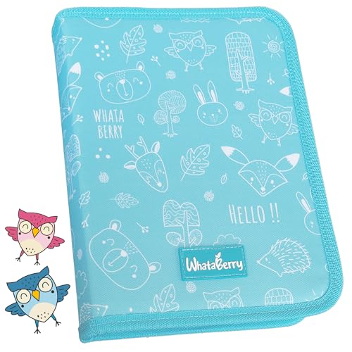 WhataBerry® Portadocumentos Bebé | Porta Documentos para Bebes 0 10 años | Carpeta Documentos Bebe 16 Compartimentos | Porta Documentos Bebe Unisex y Cosas para Bebes | Funda Azul Turquesa 26x19x3cm