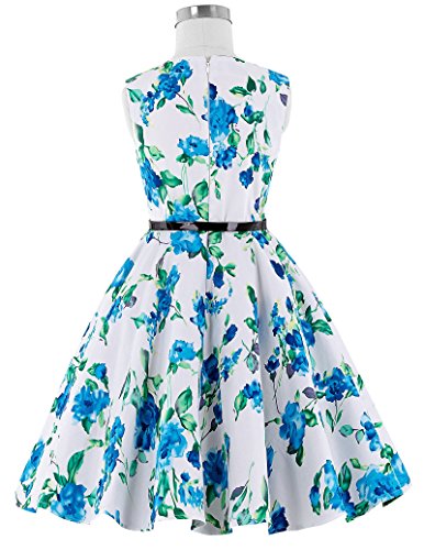 Kate Kasin ZL15019138 Blue Floral Vintage Wiggle Big Kid Girl'S Sleeveless Casual Party Dresses 11 thumb #1
