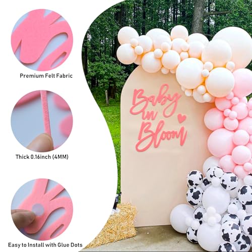 Image of Baby in Bloom Sign for Baby Shower Backdrop - Pink Baby in Bloom Felt Letter Large Banner Sign for Gender Reveal Party He or She Boys and Girls Baby Shower 1st Birthday Event Wall Photo Props Decor