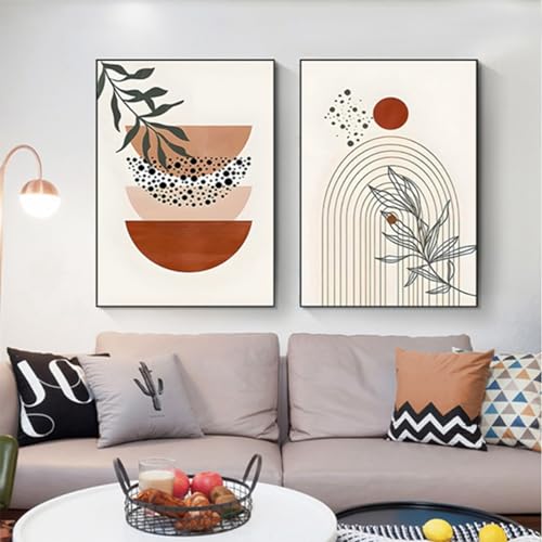JNAOZI Aesthetic Plant Pictures, Boho Decorative Pictures, Modern Abstract Art Wall Pictures, Bohemian Poster Set - Image 4