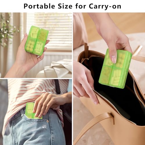 Image of FYY Travel Pill Organizer,7 Compartments Pill Box Medicine Case-Clear Green