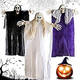 NCKIHRKK 3 Pezzi Halloween Decorazione Scheletro Teschio, Halloween Decorazioni Horror Fantasma Spaventoso Appeso, con Ventose, Braccio Regolabile, Halloween Addobbi Accessori Esterno