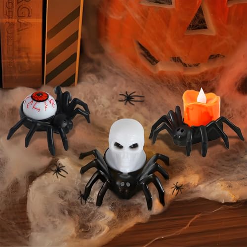 Image of Halloween Spider Decoration 6 PCS, Spider Web Decoration, Halloween Table Decor, Halloween Decorations Indoor