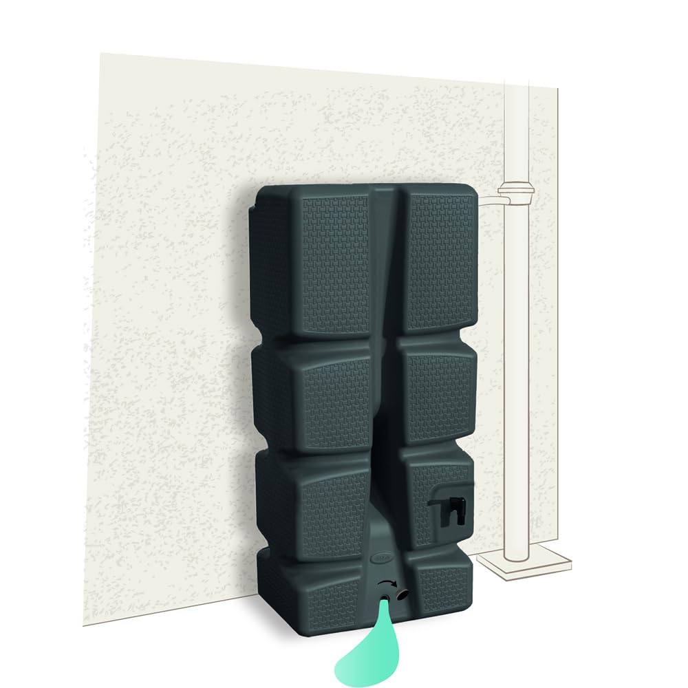 EDA - Récupérateur d'eau RÉCUP'ECO 310 L - Décor Tressé - Kit Collecteur Filtrant Inclus + Robinet - Gris Anthracite