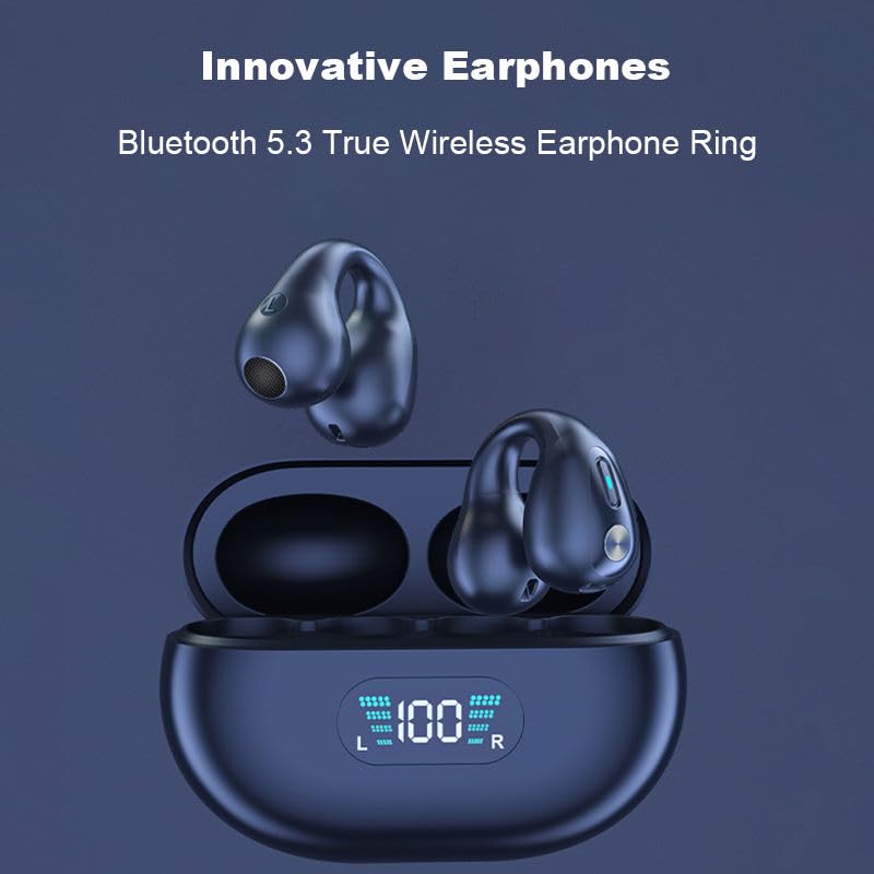 Image of neQra Clipy LY6 Earbuds TWS Earphone Bluetooth 5.3 with Mi, Sports, Gaming, Music, 12 Hrs Battery, Clip Fit, Ear Comfort, Battery Level Display on Case, One Touch Control. Sweat Resistant.-Matte Black
