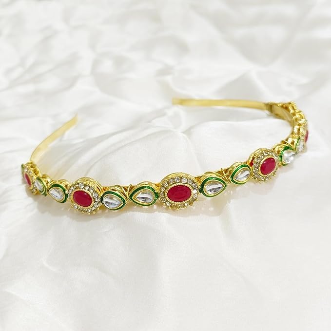 Sweksha Creations Kundan With AD Work Ethnic Gold Plated Hair Band/Hair Accessory for Womens/Ladies/Girls (Golden)(set of 1) (B0CYM1FMM2) Amazon Price History, Amazon Price Tracker