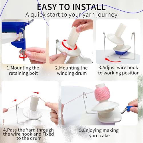 Image of SPEENSUN Yarn Winder for Crocheting, Yarn Spinner, 3.5 OZ Easy-to-Install and Efficiently Yarns Cake Winder with Lower Noise for Yarns Below Size 5, Best for Crochet and Knitting Lover