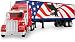 Wheel Master Kenworth W900 Play Toy Tractor Trailer Truck for Kids 1/43 Die Cast Scale, USA Flag and Eagle Design, with Functions, Pre Built, Realistic Look and Openable Doors