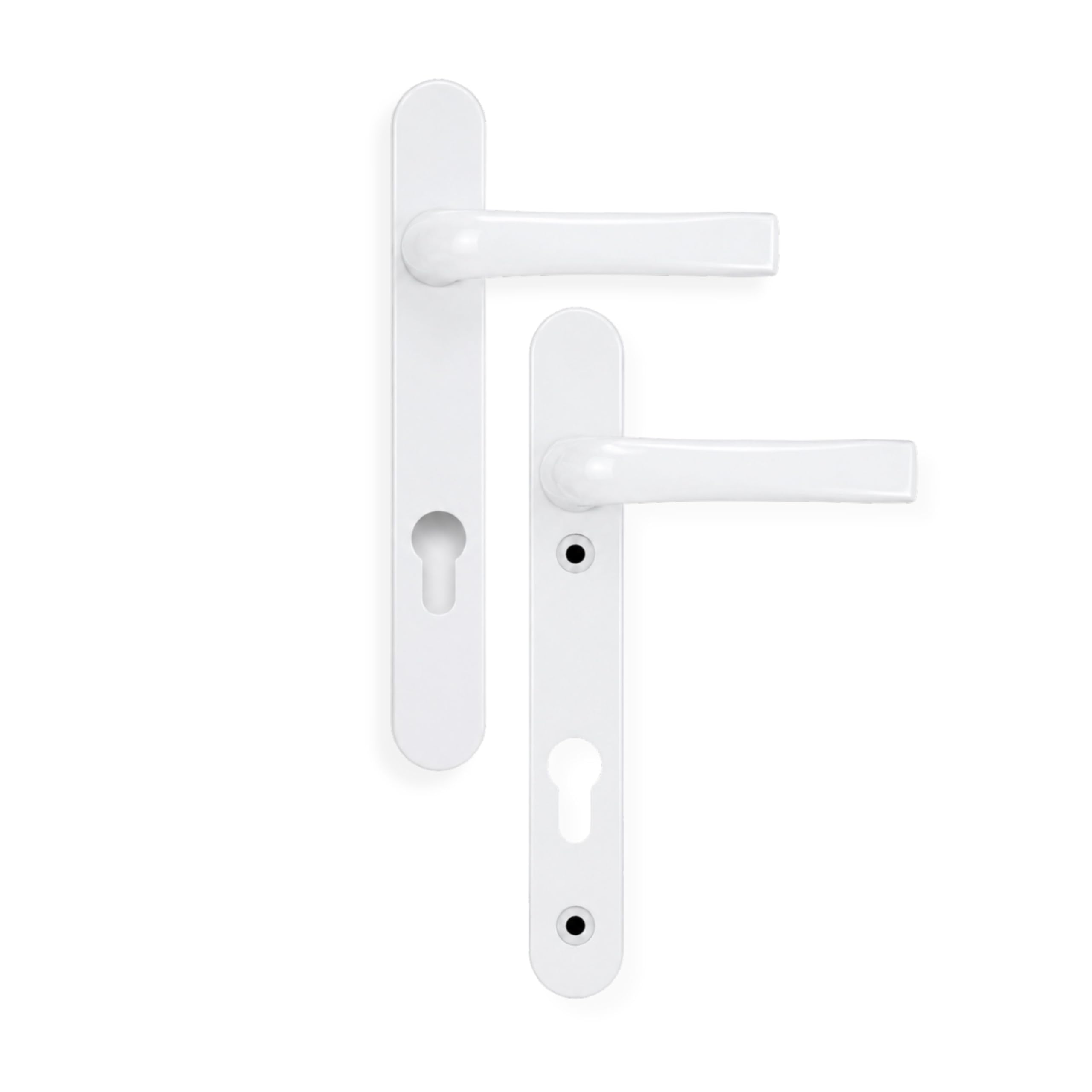 MONT HARD UPVC Door Handle Set with 92mm PZ, 122mm Screw to Screw, 220mm Plate Length, Short Backplate Front Door Handle for UPVC Door (White)