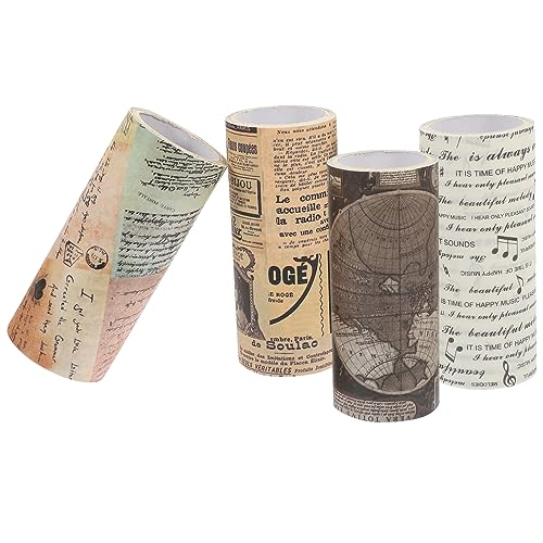 SHINEOFI 4 Rollos Cinta De Periódico Decorativa para Scrapbooking y Manualidades Cintas Washi De Papel Autoadhesivas para Envolver Regalos Washi para Decoración Casa o Oficina