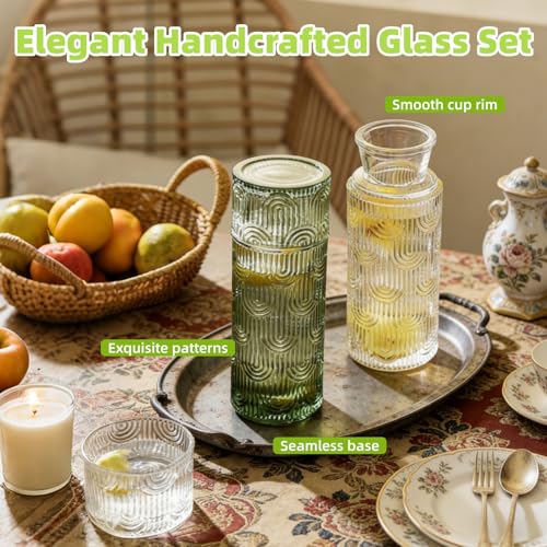 SKYJORMY Bedside Water Carafe Set with Glass, Green by SKYJORMY - Used condition - Image 6