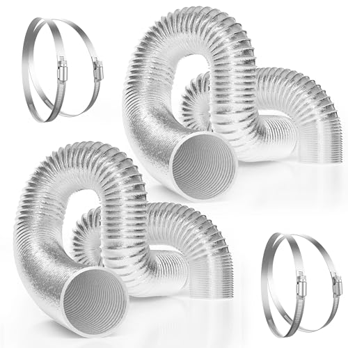 VIVOSUN 2-Pack 6 Inch 25 Feet Flex Air Aluminum Ducting, Flexible Dryer Vent Hose for HVAC Ventilation with Four 6 Inch Stainless Steel Clamps