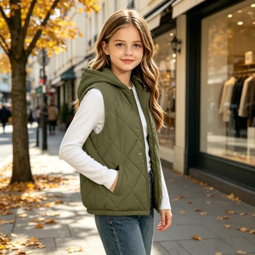 Girls Hooded Quilted Puffer Vest Sleeveless Zipper Snap Winter Kids Jacket - image 6