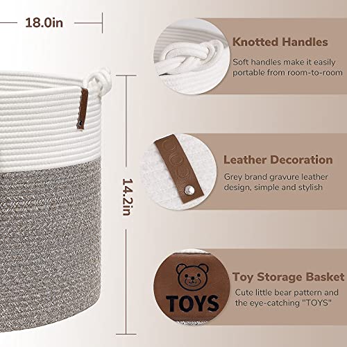 Goodpick Toy Storage Basket With Labels, 18 X 14.2 Inches, Baby Toy Storage Organizer For Clothes, Nursery Rope Basket For Kids, Woven Storage Basket For Playroom, Large Toy Bin For Gifts #TOP2