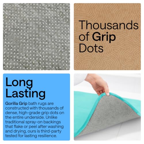 Image of GORILLA GRIP Memory Foam Bath Rugs, Soft Absorbent Velvet Bathroom Mats, Durable Dots on Underside, Machine Washable Bathmat, Carpet Rug Room Decor for Shower Floor, 24x17 Mat, Turquoise
