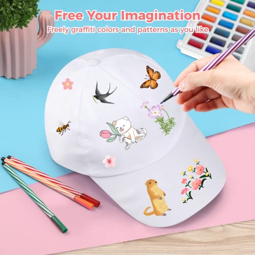 B bangcool DIY Kids Baseball Caps Hats - White DIY Creative Painting Polyester Sun Hat Sports Cap for Kids