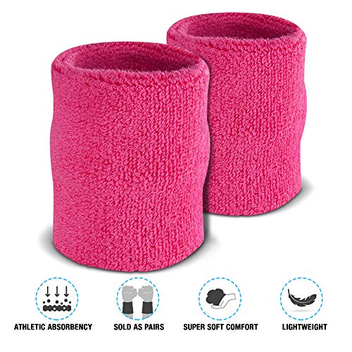 Image of Suddora Arm Sweatbands, Absorbent and Breathable Thick Cotton Bands for Working Out, Gymnastics, Basketball, Tennis, and Football, Multiuse 4-inch Wristbands for Costumes and Cosplay
