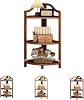TAKEY Corner Cabinet Rack, Triangle, Modern Simple Storage Rack, Living Room Floor Model, Large Capacity, Easy Assembly, Fan Boards, Kitchen and Bathroom 3 Tiers Brown Corner Shelves Solid Core