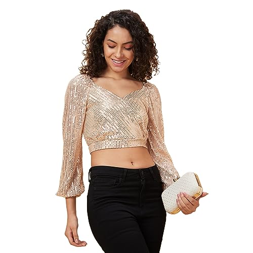 Image of Globus Women's Embellished Regular Fit Top (WPGBECOMKTOP3883- Beige