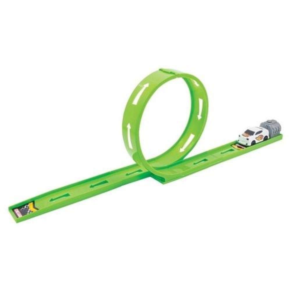 BS TOYS Pista Looping Crazy Streets Carro Branco Pista Verde